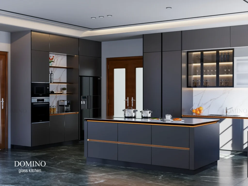 Lý do nên chọn tủ bếp inox cánh kính Domino cho biệt thự