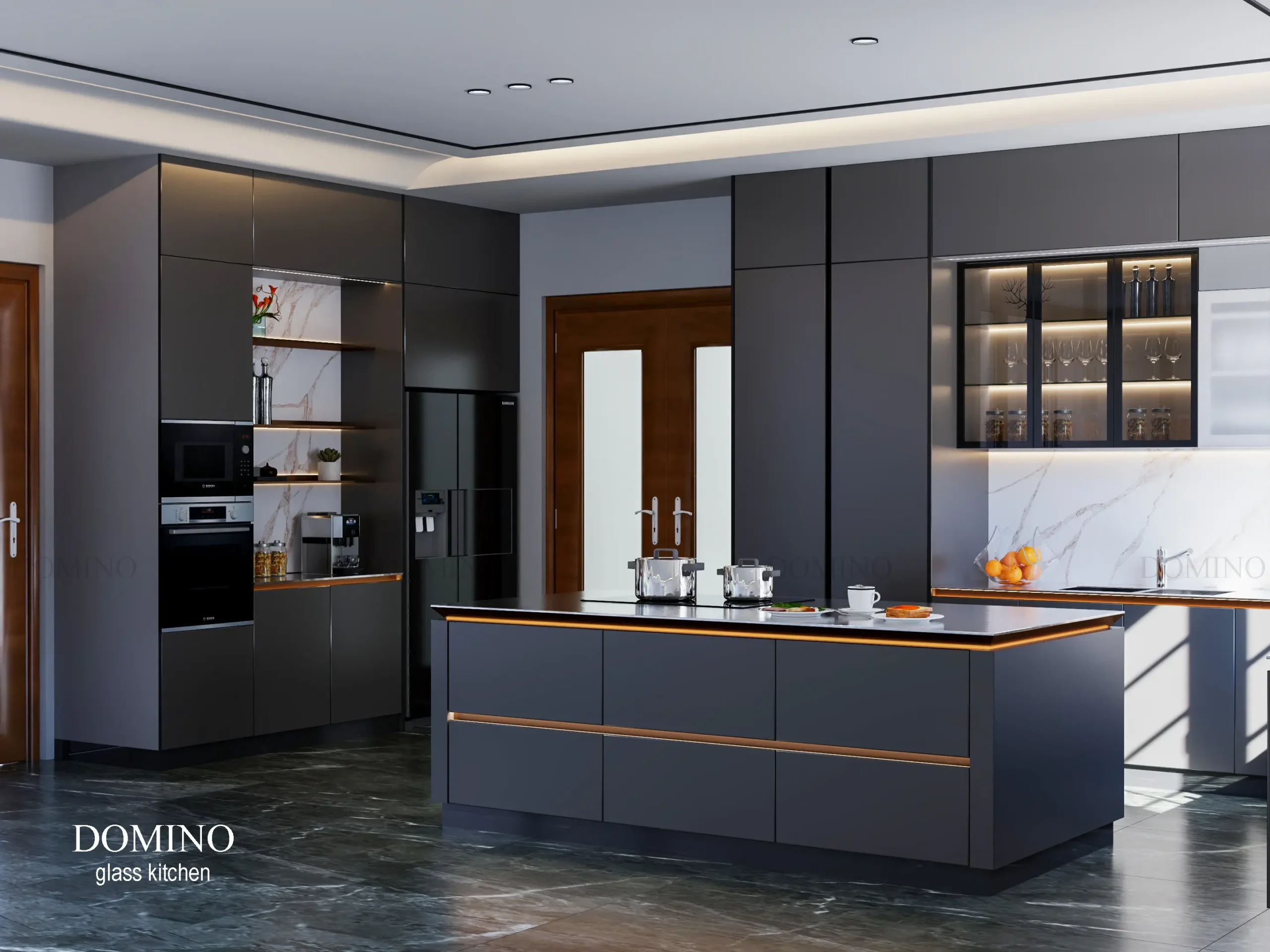 Lý do nên chọn tủ bếp inox cánh kính Domino cho biệt thự