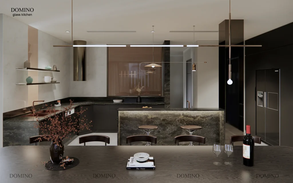 Tủ bếp Inox cánh kính 304