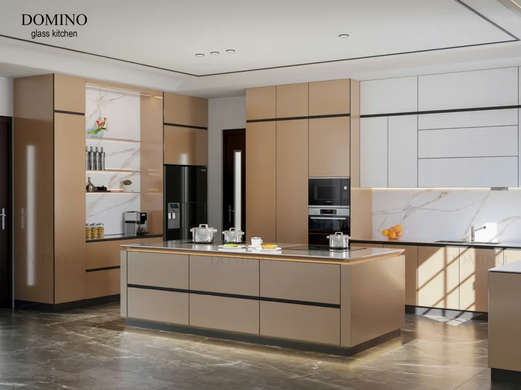 Tủ bếp inox cánh kính tại Hà Nội