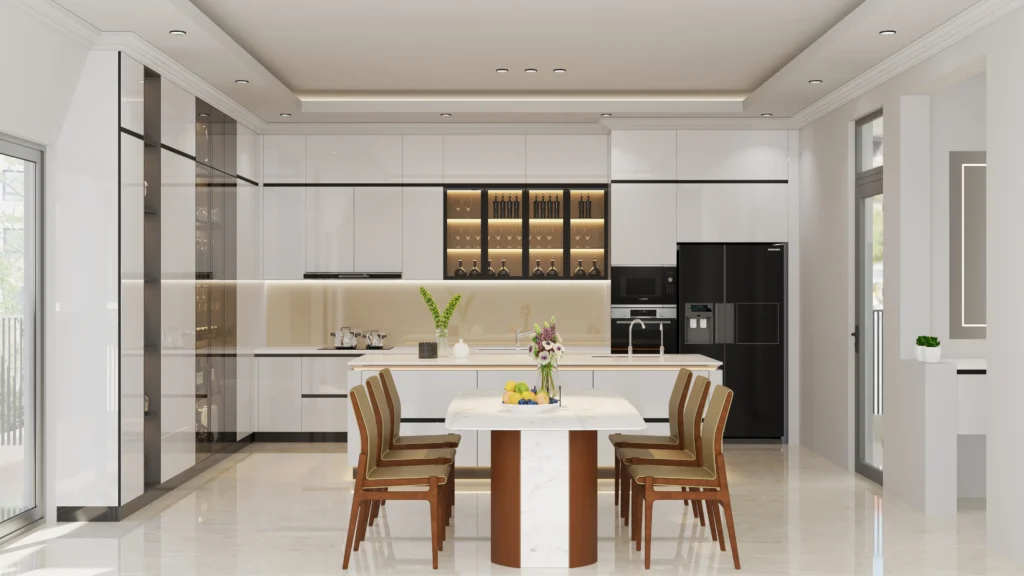 Tủ bếp inox cánh kính module thông minh Domino Hà Nội 2025 Tủ bếp inox cánh kính module thông minh Domino Hà Nội 2025