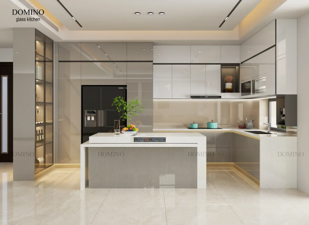 Cánh kính trong suốt của tủ bếp inox tại Đà Nẵng Cánh kính trong suốt của tủ bếp inox tại Đà Nẵng