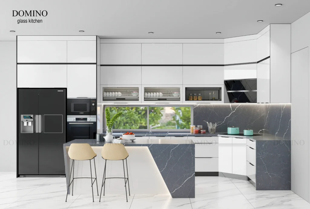 Chất liệu inox SUS 304 và kính cường lực của tủ bếp