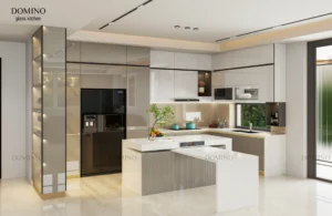 Tủ bếp inox cánh kính hiện đại tại Đà Nẵng