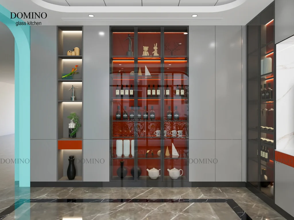 Tủ bếp inox cánh kính tích hợp đèn LED tại Đà Nẵng Tủ bếp inox cánh kính tích hợp đèn LED tại Đà Nẵng