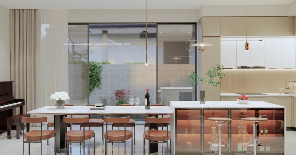 Ưu điểm vượt trội tủ bếp Inox cánh kính