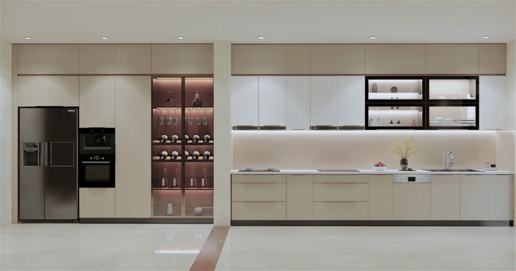 Độ bền vượt trội tủ bếp Inox cánh kính