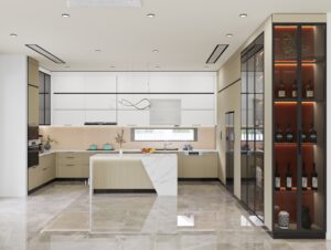 Tủ bếp inox kính Domino khung inox 304 cánh kính cường lực, sản xuất tại xưởng