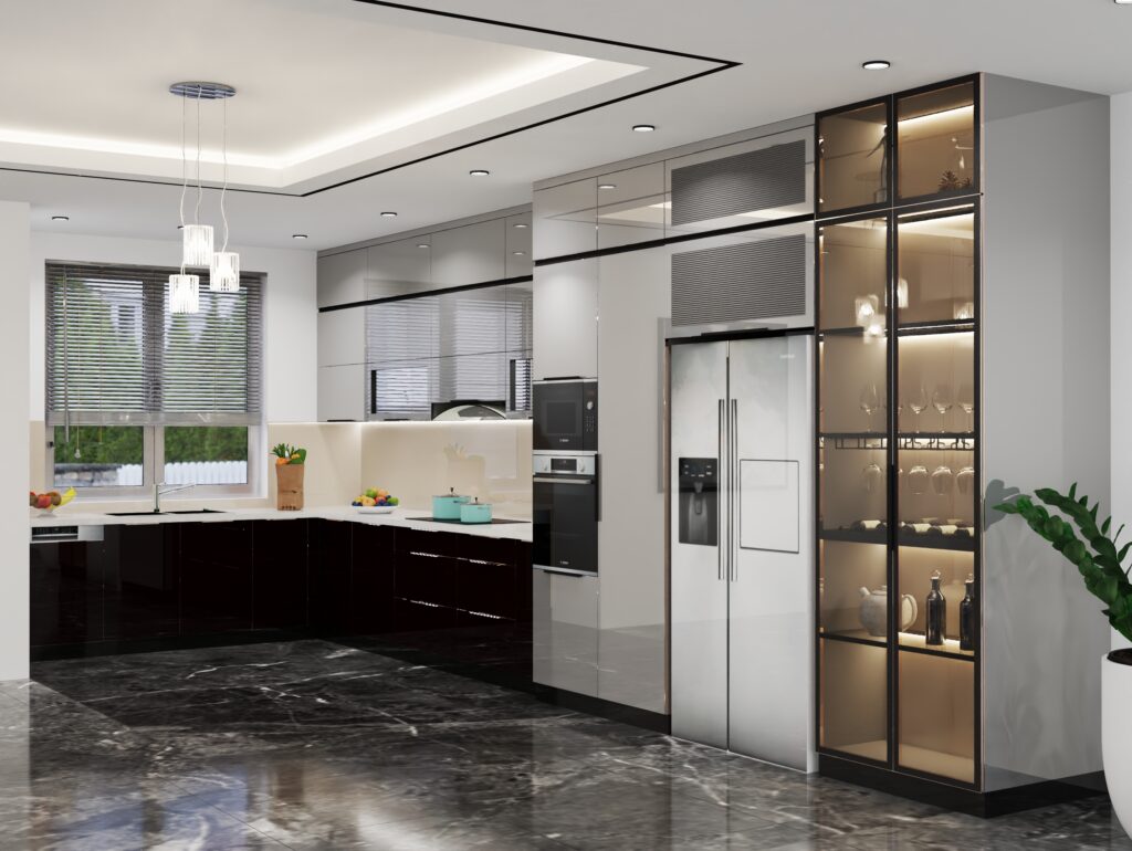 Tủ Bếp Cánh Kính Cường Lực: Cách Bảo Dưỡng, Xử Lý Vết Ố & Sửa Cánh Xệ 2026 1 Vệ sinh tủ bếp cánh kính cường lực bằng khăn microfiber, khung inox 304