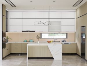 Tủ bếp inox cánh kính Hải Phòng khung inox 304 lắp cho căn hộ hiện đại