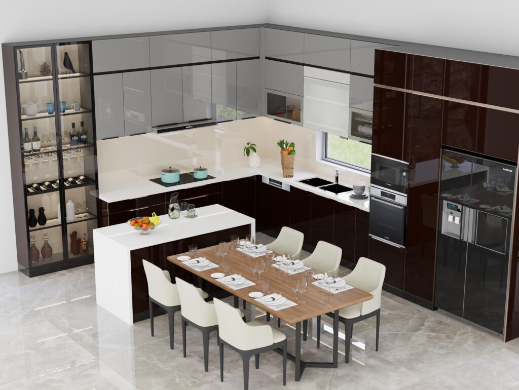 Tủ Bếp Inox Kính Cường Lực Có An Toàn Không? Phân Tích Cho Gia Đình 2026 3 Tủ bếp inox kính cường lực cạnh bo tròn, an toàn cho trẻ nhỏ và người già
