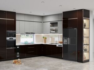 Tủ bếp inox cánh kính cho căn hộ hiện đại, tiêu chí chọn mua