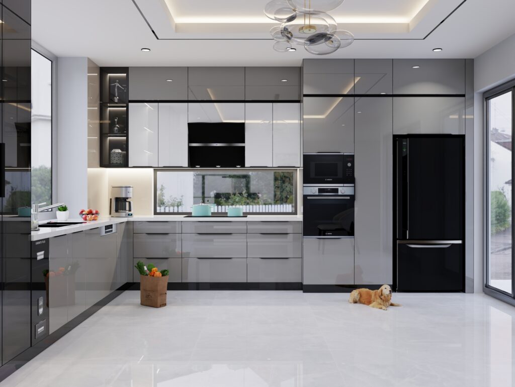 Cánh kính cường lực khung inox 304 bền, khó vỡ trong sử dụng tủ bếp hàng ngày